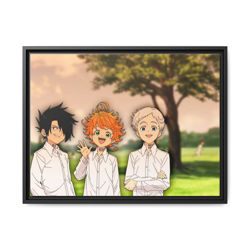 The Promised Neverland Ray, Norman, Emma Canvas Framed Art Print