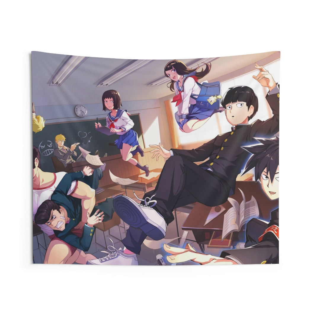 Mob Psycho 100 Arataka Reigen, Shigeo Kageyama, Ritsu Kageyama, Teruki Hanazawa, Tome Kurata Indoor Wall Tapestry