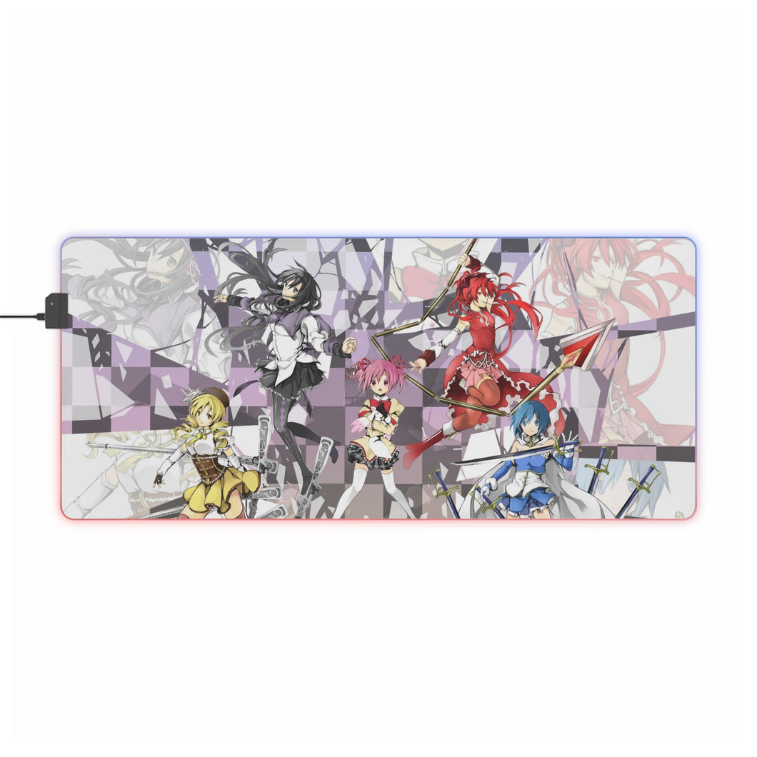 Puella Magi Madoka Magica Homura Akemi, Madoka Kaname, Sayaka Miki, Mami Tomoe, Kyuubey RGB LED Mouse Pad (Desk Mat)