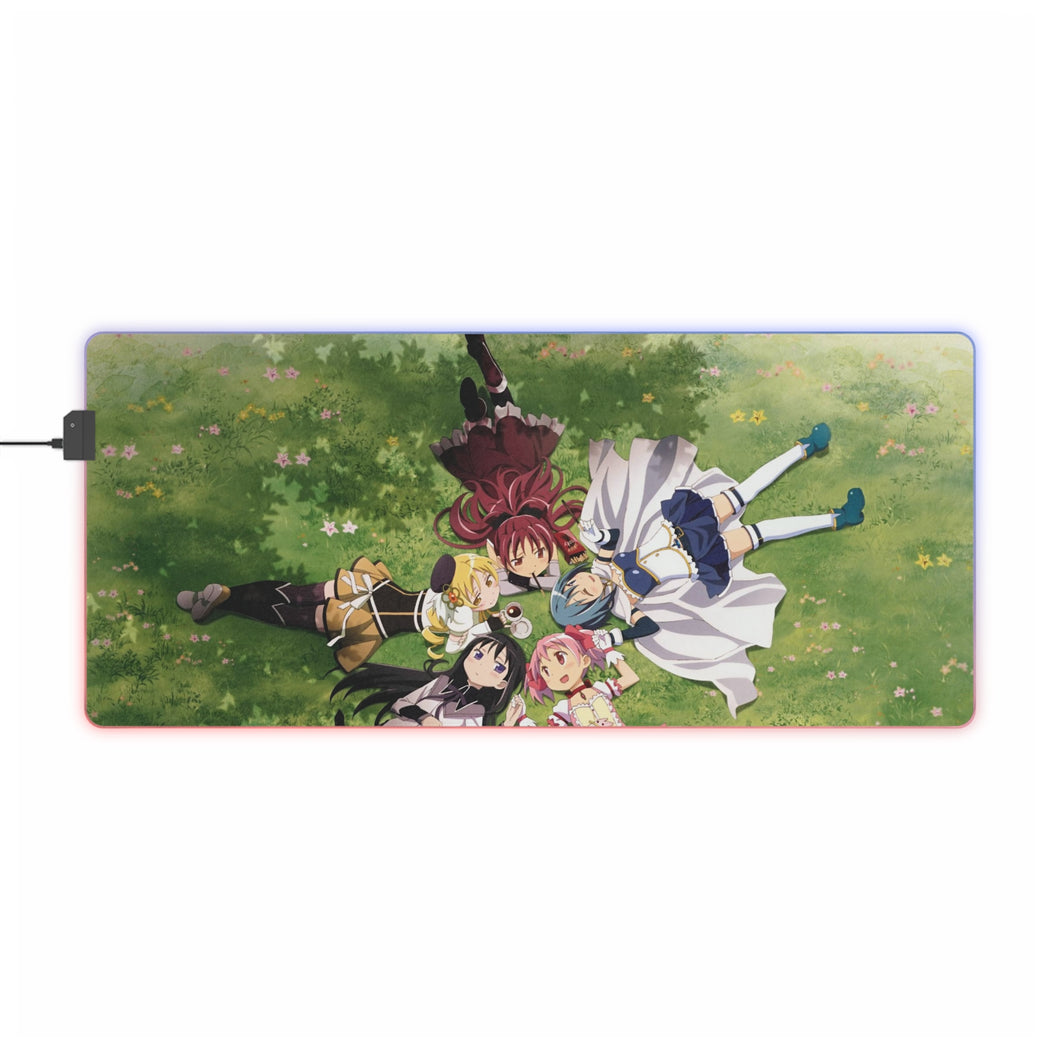 Puella Magi Madoka Magica Homura Akemi, Madoka Kaname, Sayaka Miki, Mami Tomoe RGB LED Mouse Pad (Desk Mat)