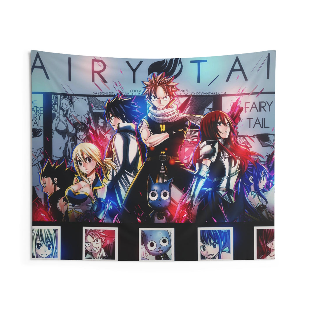 Fairy Tail Natsu Dragneel, Erza Scarlet, Gray Fullbuster, Lucy Heartfilia, Happy Indoor Wall Tapestry