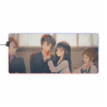 Load image into Gallery viewer, Hyouka Eru Chitanda, Satoshi Fukube, Mayaka Ibara RGB LED Mouse Pad (Desk Mat)
