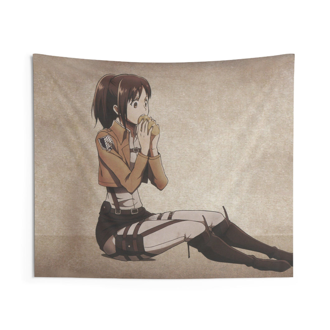 Sasha eating a potato Indoor Wall Tapestry