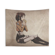 Sasha eating a potato Indoor Wall Tapestry