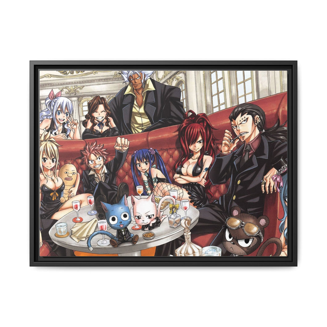 Fairy Tail Natsu Dragneel, Erza Scarlet, Gray Fullbuster, Lucy Heartfilia, Happy Canvas Framed Art Print