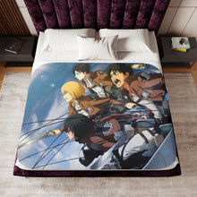 Load image into Gallery viewer, Eren,Mikasa,Armin and Levi Sherpa Blanket
