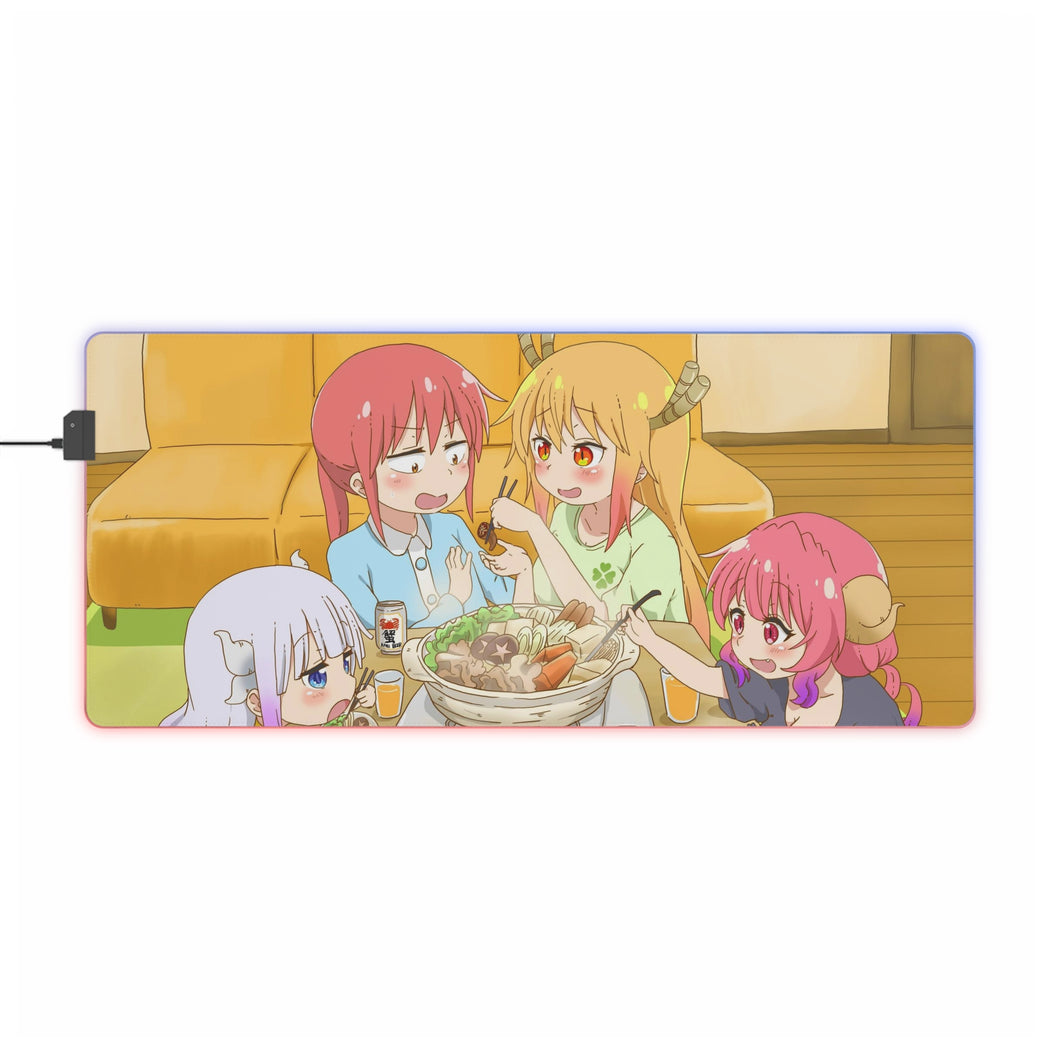 Miss Kobayashi's Dragon Maid Kanna Kamui, Ilulu, Kobayashi, Kobayashi San Chi No Maid Dragon, Tohru RGB LED Mouse Pad (Desk Mat)