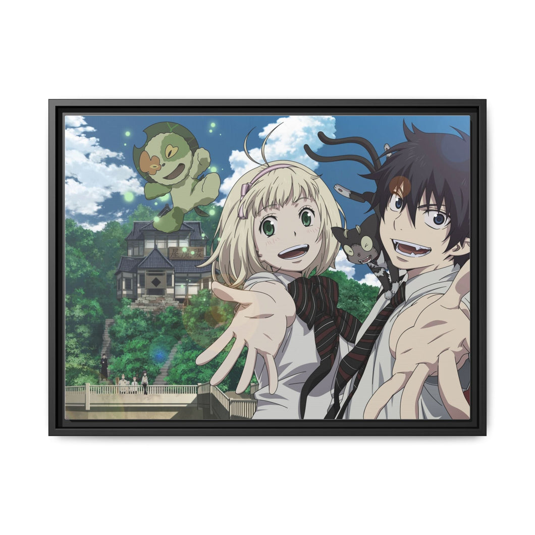Blue Exorcist Rin Okumura, Kuro, Shiemi Moriyama Canvas Framed Art Print