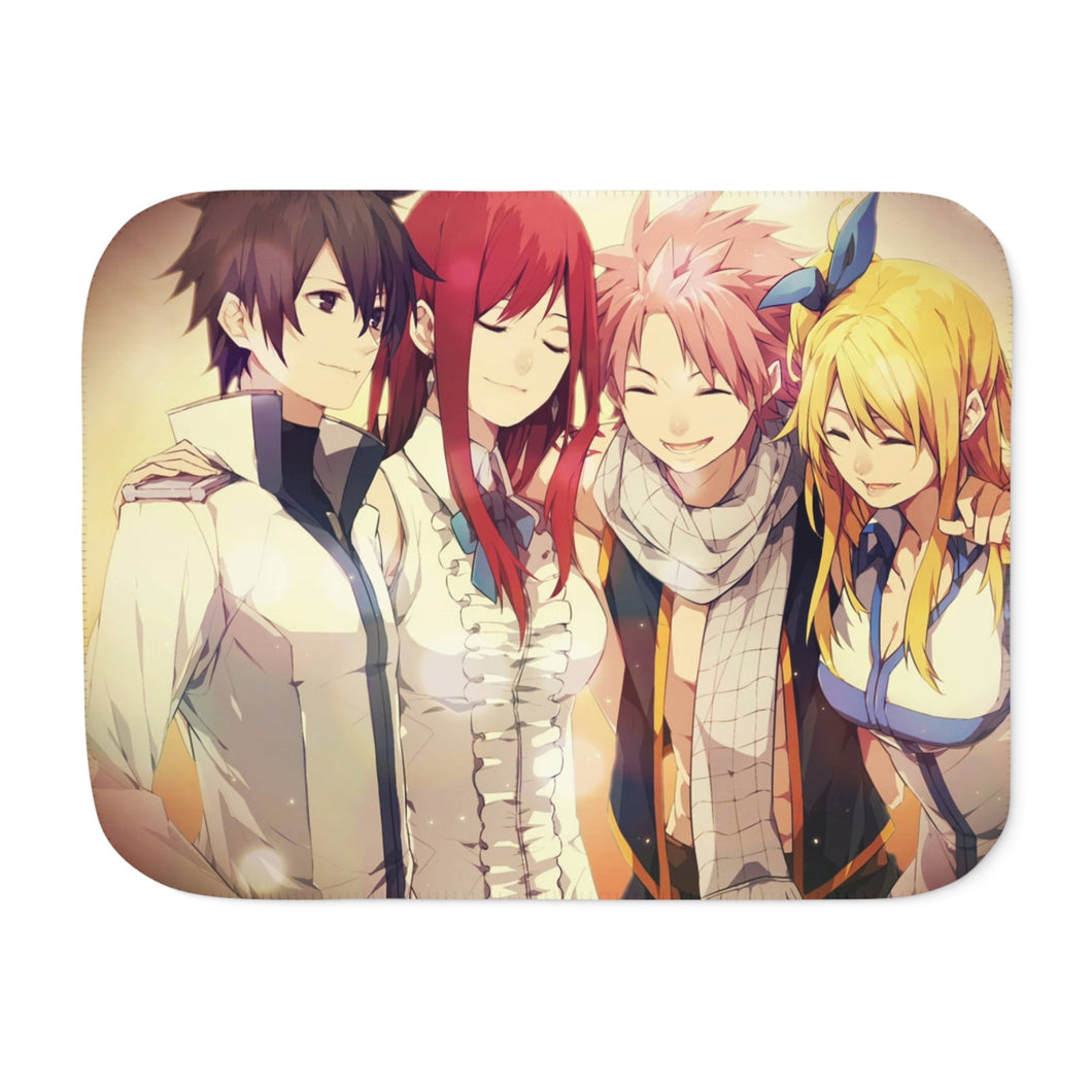 Fairy Tail Natsu Dragneel, Erza Scarlet, Gray Fullbuster, Lucy Heartfilia Sherpa Blanket