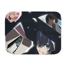 Load image into Gallery viewer, Hiro and Zero Two Moments In Broken Glass Sherpa Blanket
