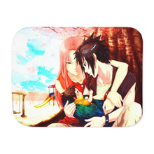 Load image into Gallery viewer, Sakura Sasuke and baby Sarada Sherpa Blanket
