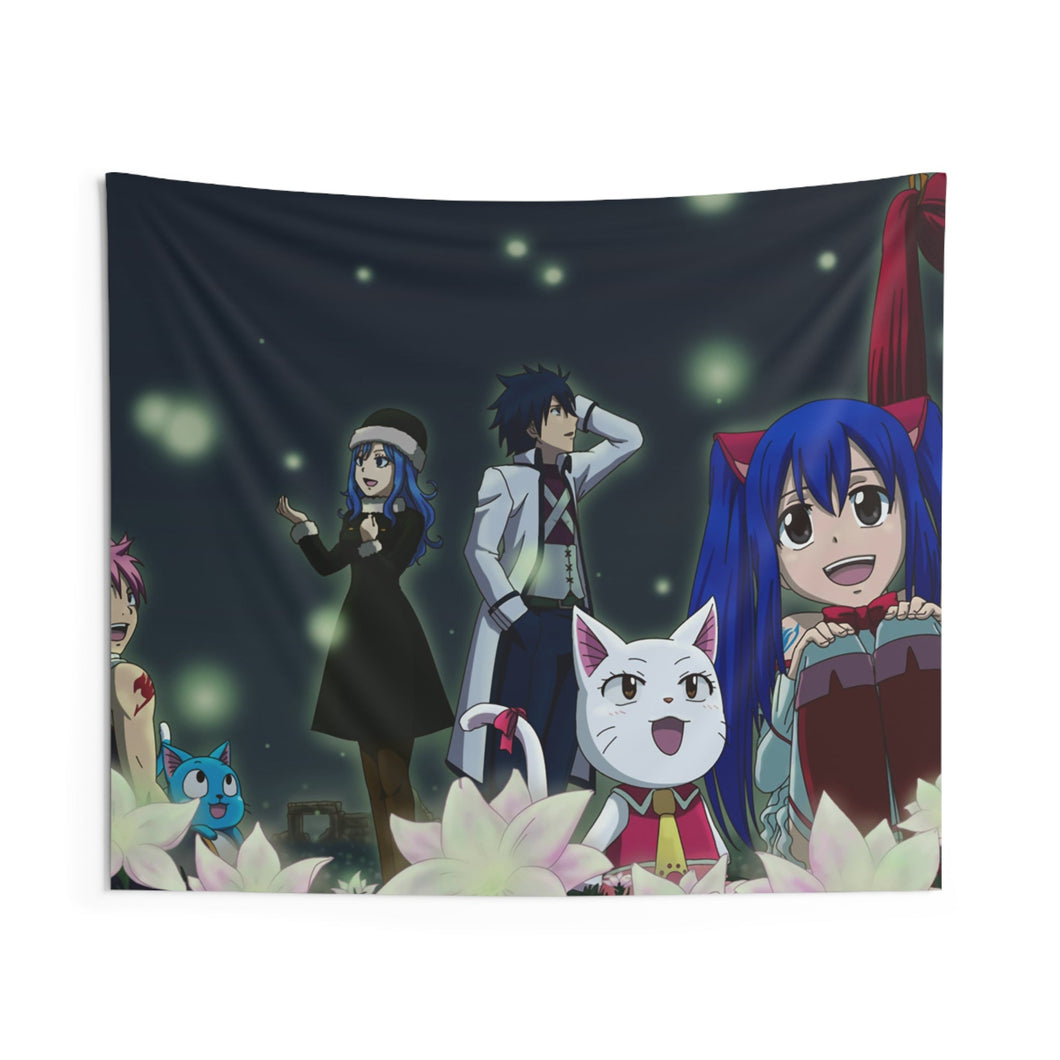 Fairy Tail Natsu Dragneel, Erza Scarlet, Gray Fullbuster, Lucy Heartfilia, Happy Indoor Wall Tapestry