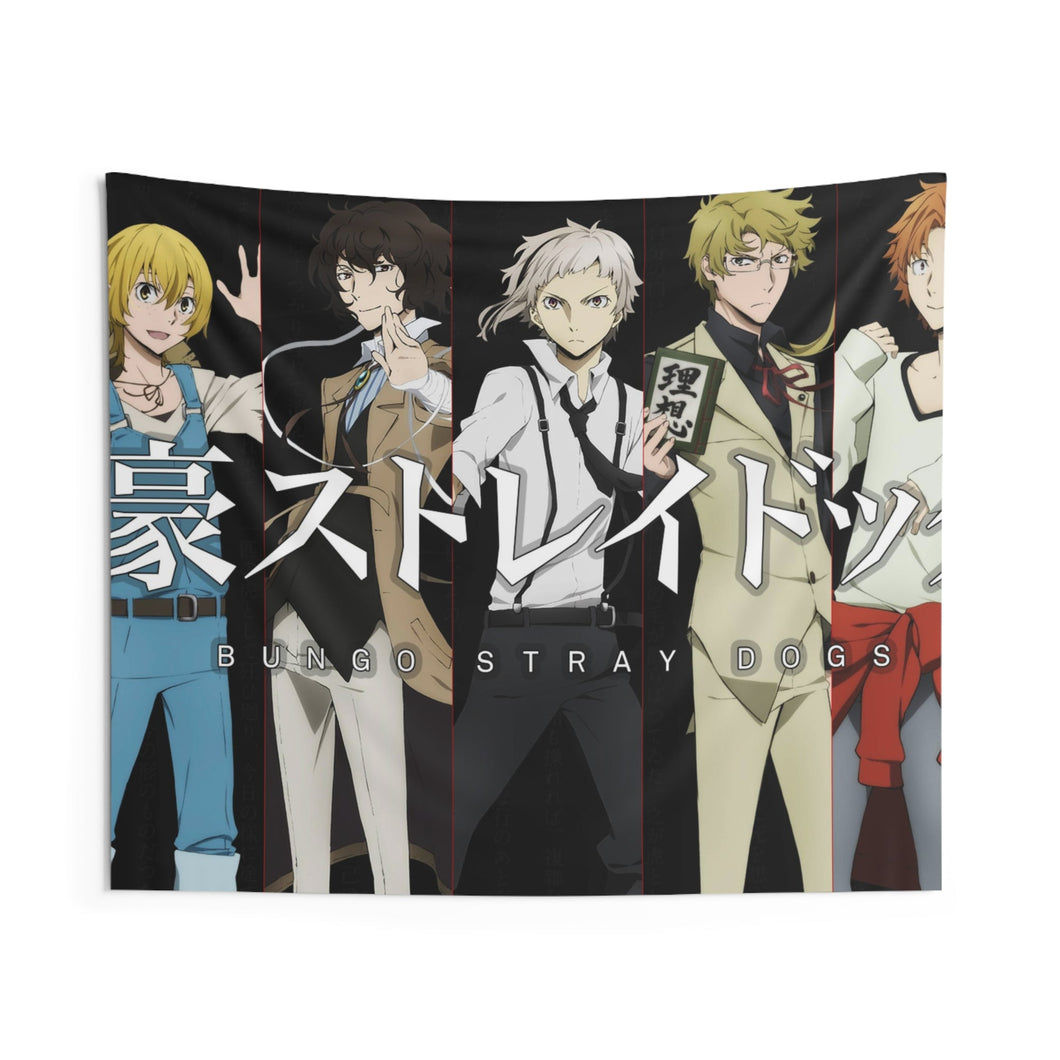 Bungou Stray Dogs Osamu Dazai, Atsushi Nakajima, Ranpo Edogawa, Akiko Yosano, Doppo Kunikida Indoor Wall Tapestry