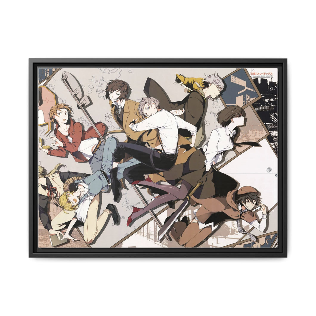 Bungou Stray Dogs Osamu Dazai, Atsushi Nakajima, Ranpo Edogawa, Akiko Yosano, Doppo Kunikida Canvas Framed Art Print