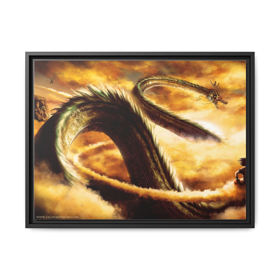Good Morning Shenron Canvas Framed Art Print