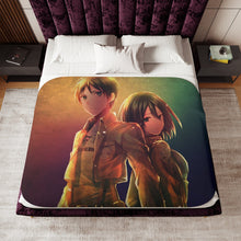 Load image into Gallery viewer, Eren Yeager and Mikasa Ackerman Sherpa Blanket
