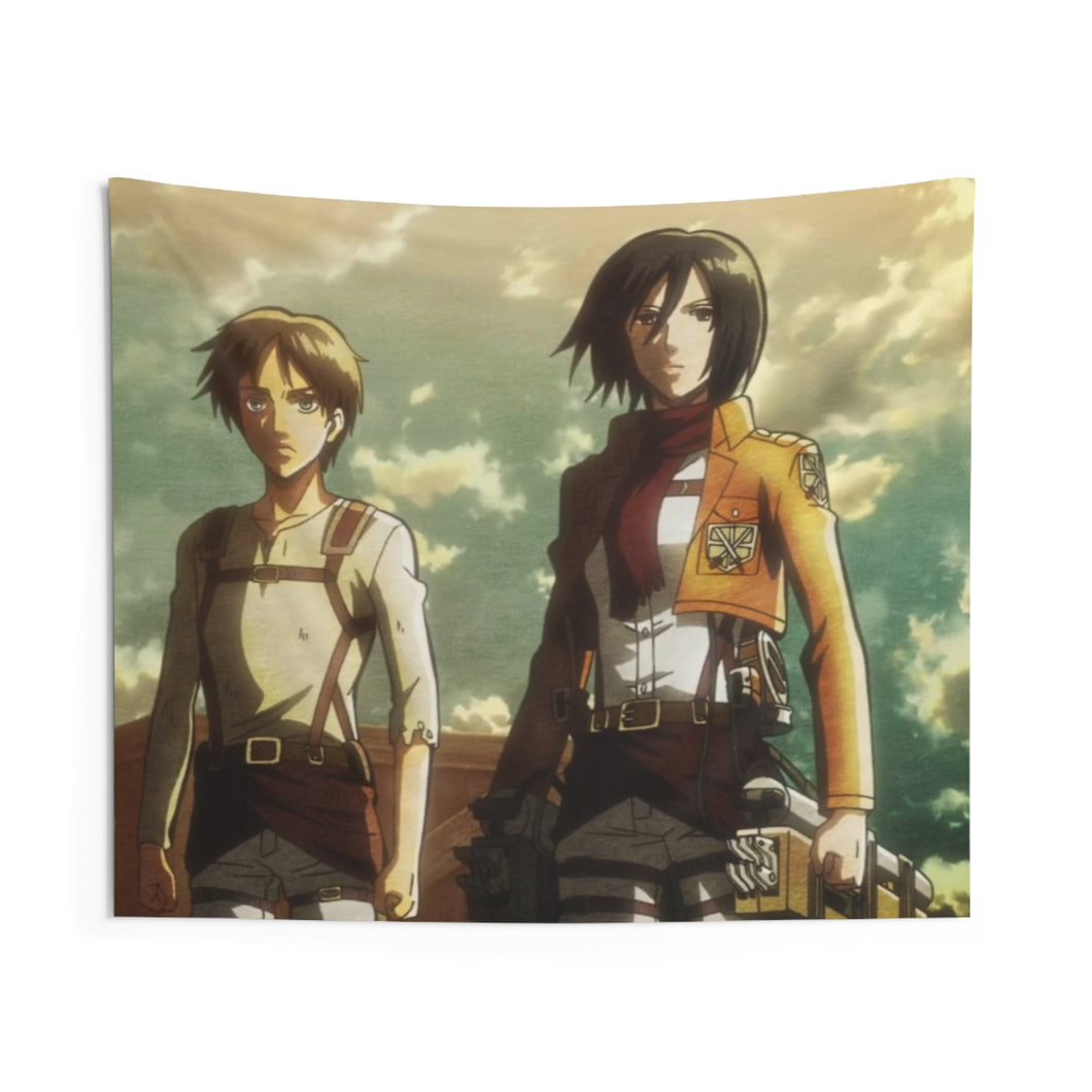 Eren Jaeger, Mikasa Ackerman, Armin Arlert Indoor Wall Tapestry