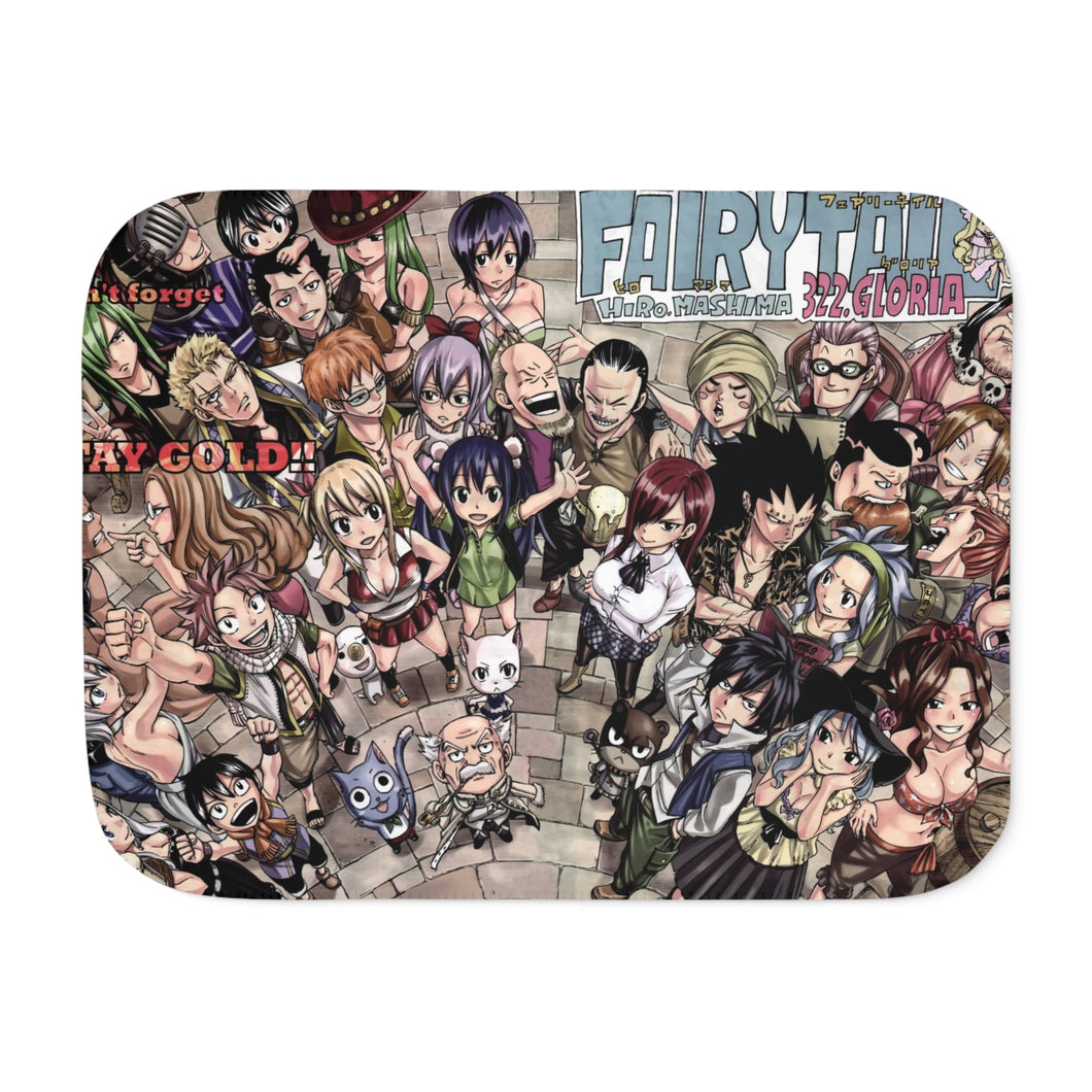 Fairy Tail Natsu Dragneel, Erza Scarlet, Lucy Heartfilia, Happy, Wendy Marvell Sherpa Blanket