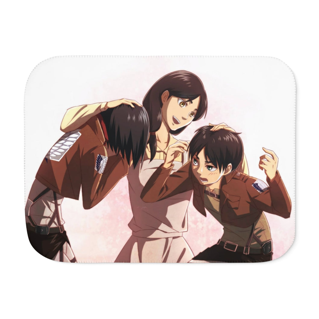 Eren Jäger,Mikasa Ackerman and Carla Yeager Sherpa Blanket