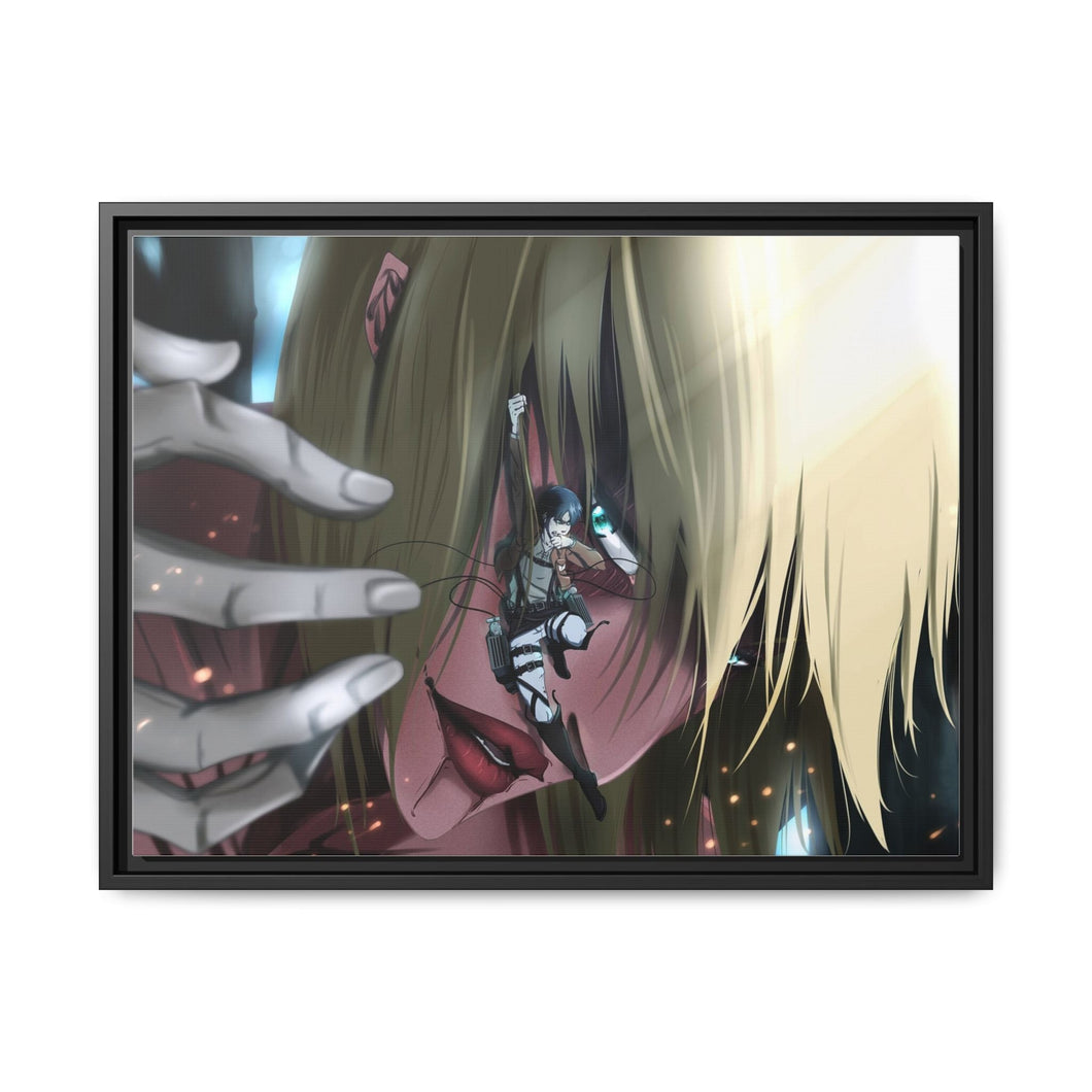 Eren Yeager and Annie Leonhart (Titan) Canvas Framed Art Print