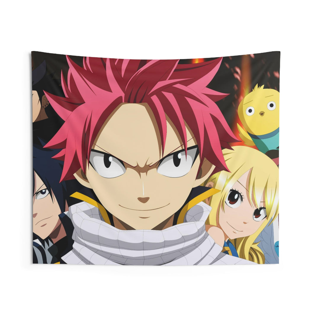 Fairy Tail Natsu Dragneel, Erza Scarlet, Lucy Heartfilia, Happy, Wendy Marvell Indoor Wall Tapestry