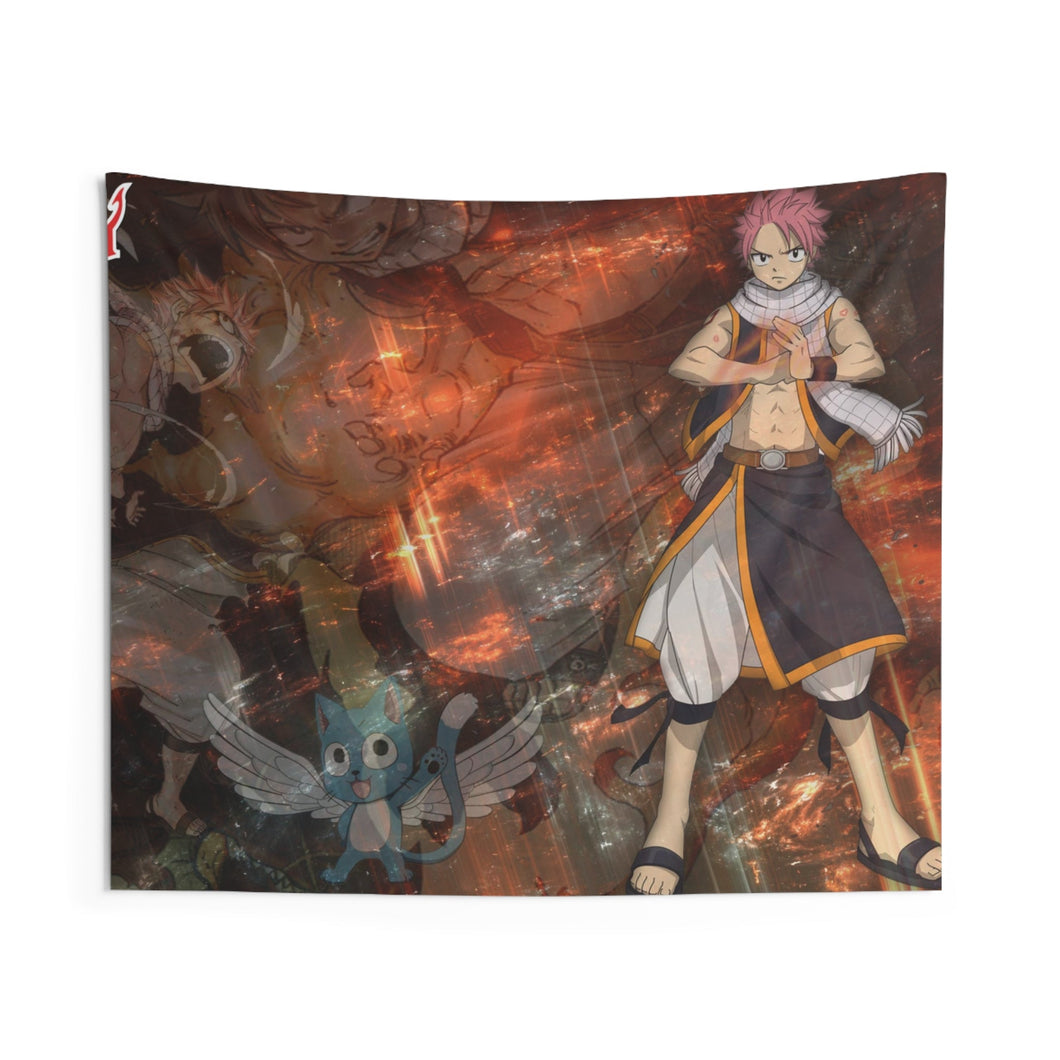 Fairy Tail Natsu Dragneel, Happy Indoor Wall Tapestry