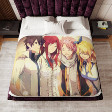 Load image into Gallery viewer, Fairy Tail Natsu Dragneel, Erza Scarlet, Gray Fullbuster, Lucy Heartfilia Sherpa Blanket
