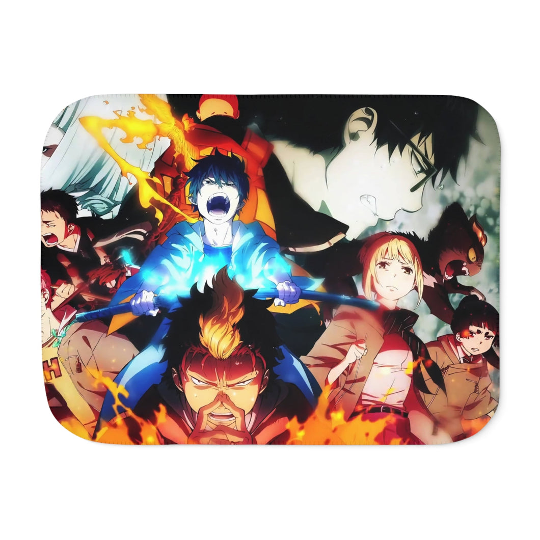 Blue Exorcist Rin Okumura, Yukio Okumura, Kuro, Shura Kirigakure, Shiemi Moriyama Sherpa Blanket
