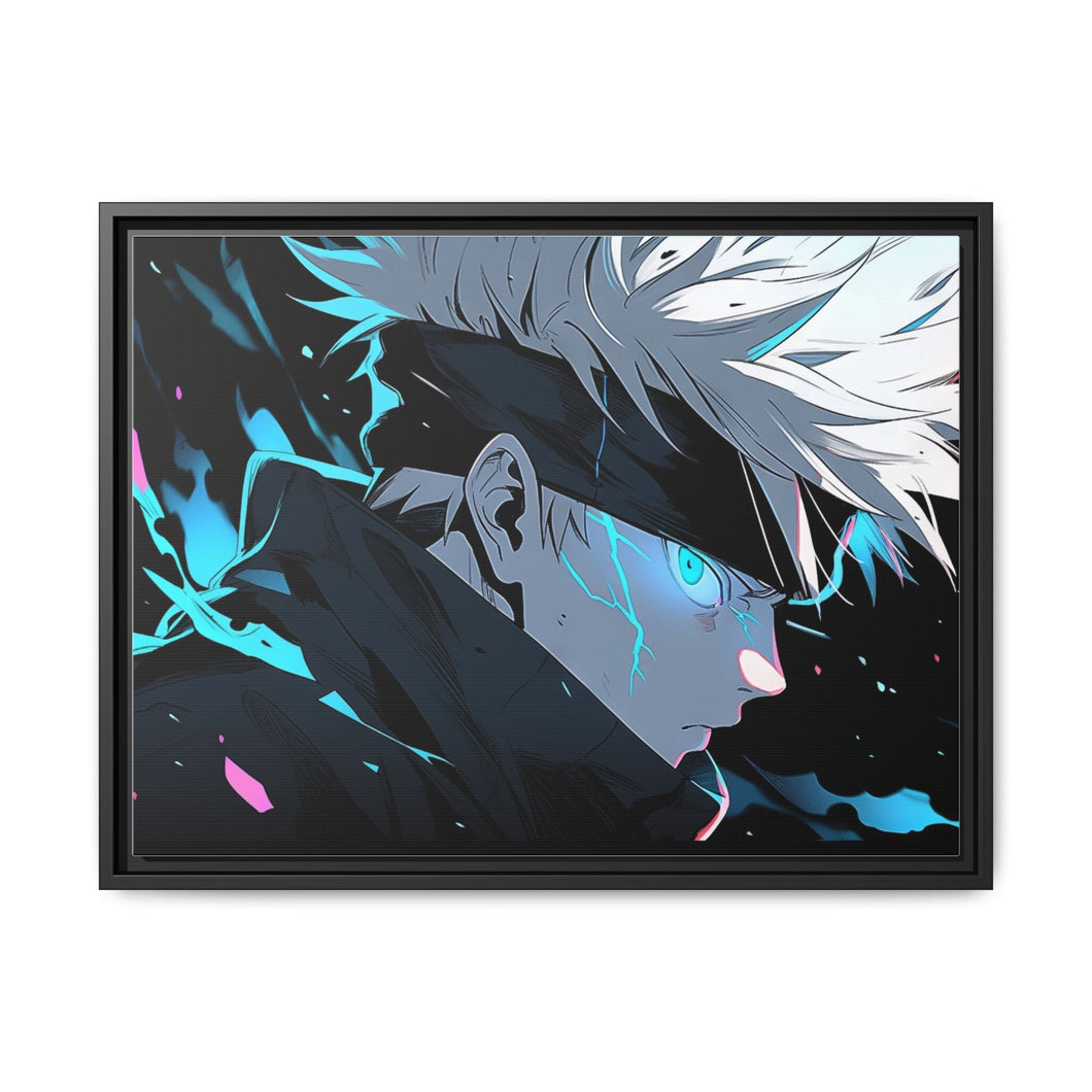 Satoru Gojo Acid Blue Eyes Canvas Framed Art Print