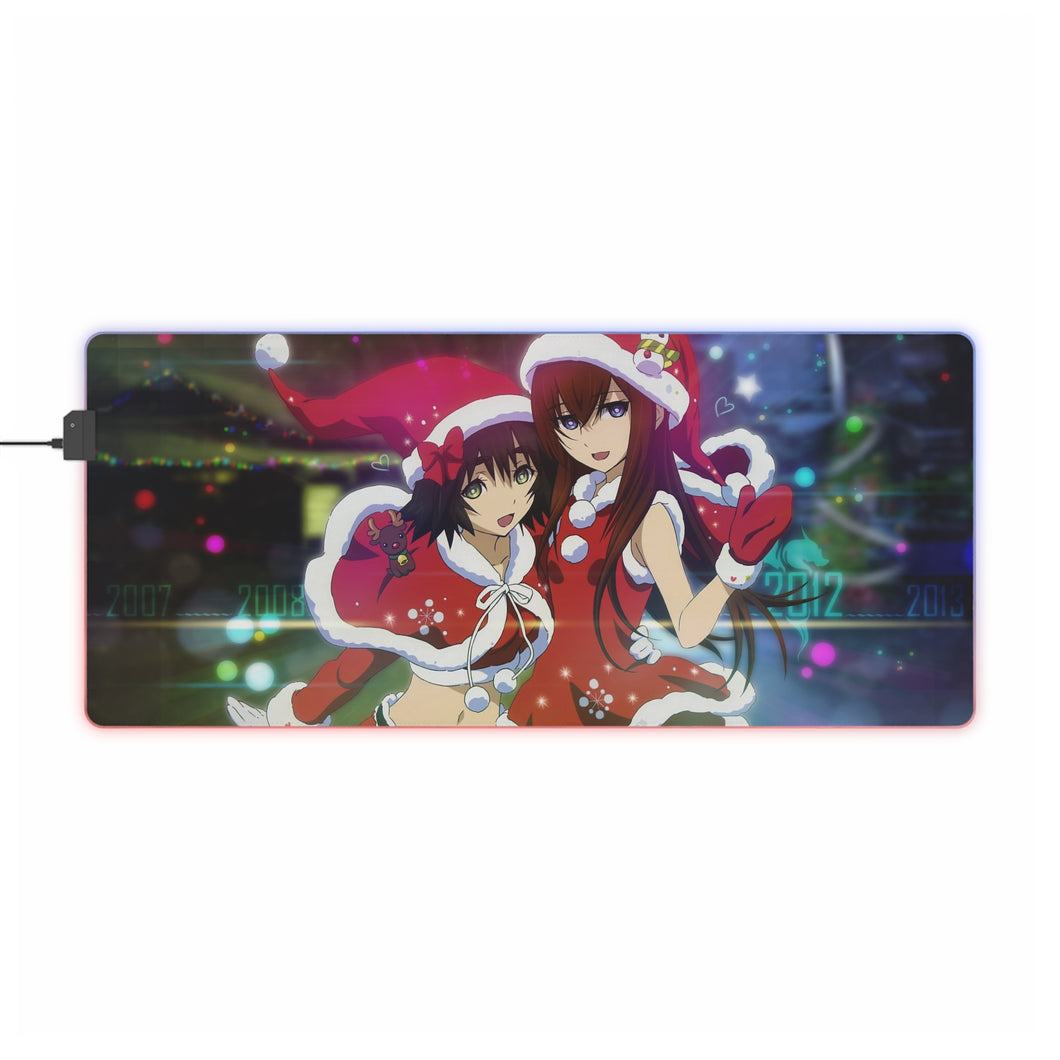 Kurisu & Mayuri Christmas Cheer RGB LED Mouse Pad (Desk Mat)