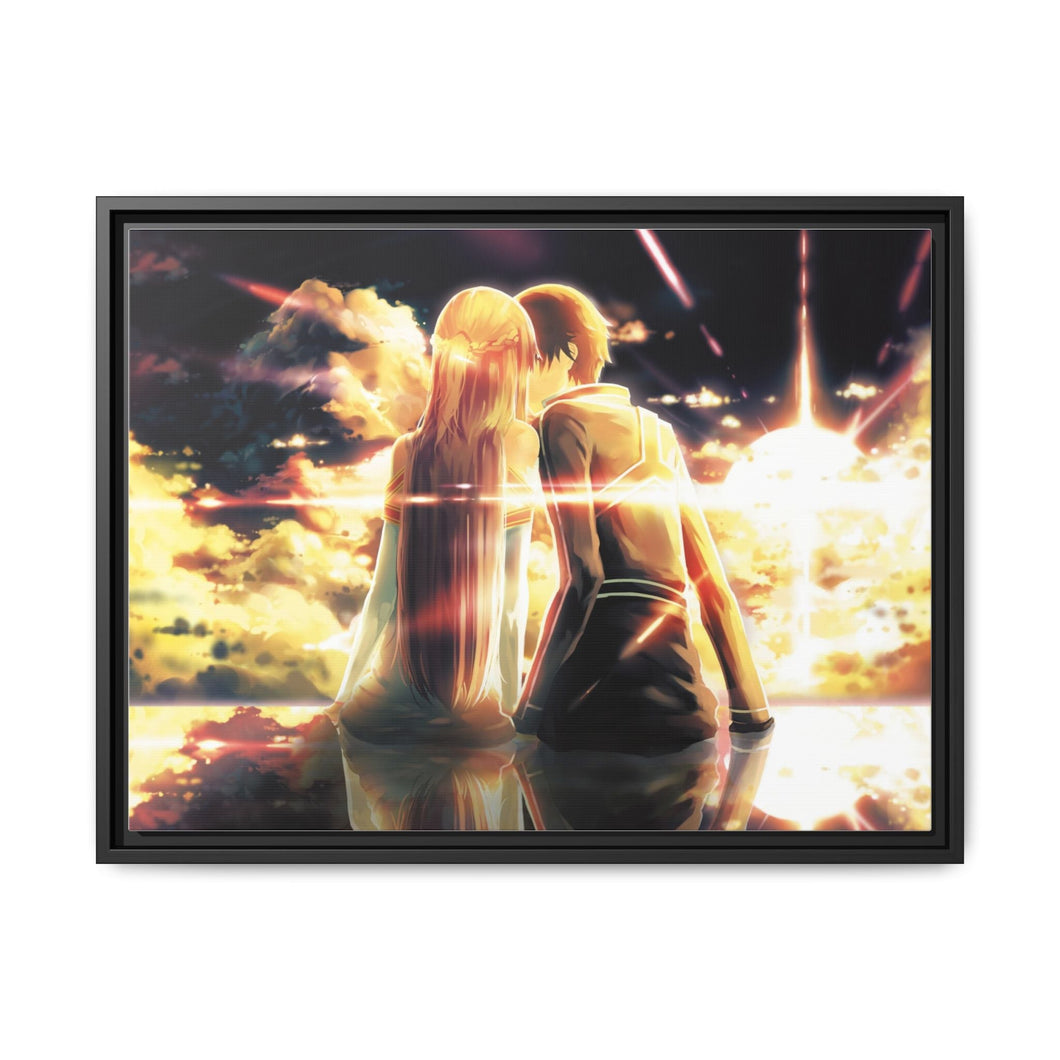 Kirito and Asuna Canvas Framed Art Print