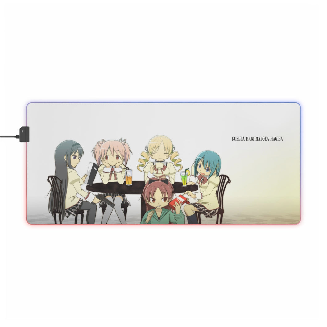 Puella Magi Madoka Magica Homura Akemi, Madoka Kaname, Sayaka Miki, Mami Tomoe, Kyuubey RGB LED Mouse Pad (Desk Mat)