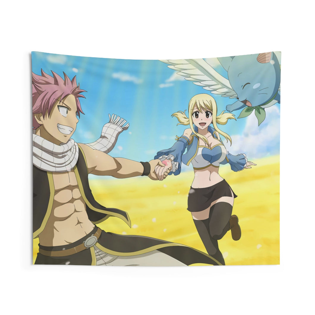Fairy Tail Natsu Dragneel, Lucy Heartfilia, Happy Indoor Wall Tapestry