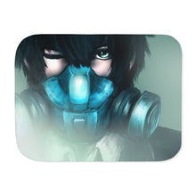 Load image into Gallery viewer, Shinya Kogami wearing Gas Mask Sherpa Blanket
