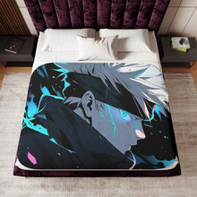 Load image into Gallery viewer, Satoru Gojo Acid Blue Eyes Sherpa Blanket
