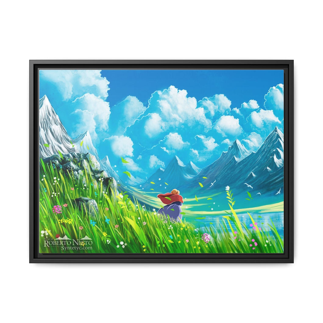 Anime Howl's Moving Castler Canvas Framed Art Print