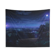 View of City at Night Indoor Wall Tapestry