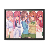 The Quintessential Quintuplets Miku Nakano, Itsuki Nakano, Nino Nakano, Yotsuba Nakano, Ichika Nakano Canvas Framed Art Print