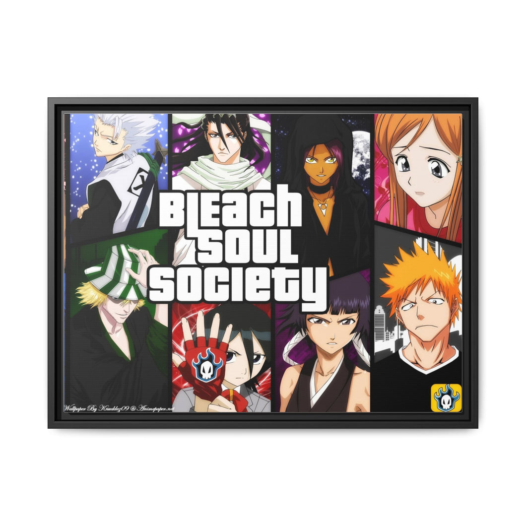 Bleach Ichigo Kurosaki, Rukia Kuchiki, Orihime Inoue, Yasutora Sado, Kisuke Urahara Canvas Framed Art Print