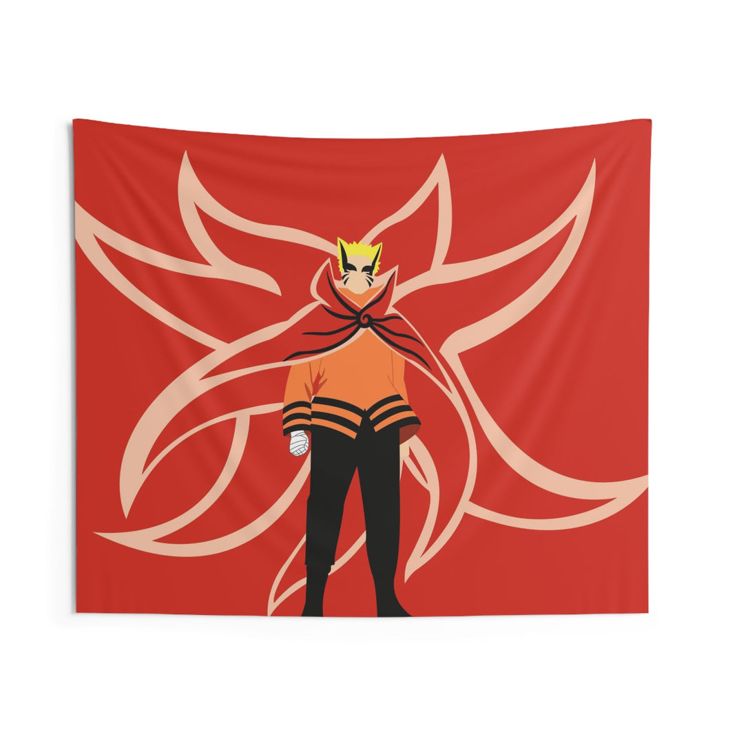 Naruto Baryon Mode In Bright Orange Indoor Wall Tapestry