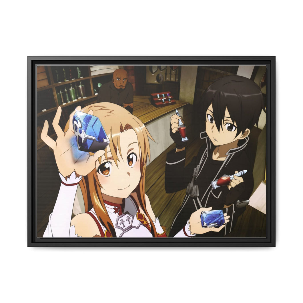 Kirito and Asuna Canvas Framed Art Print