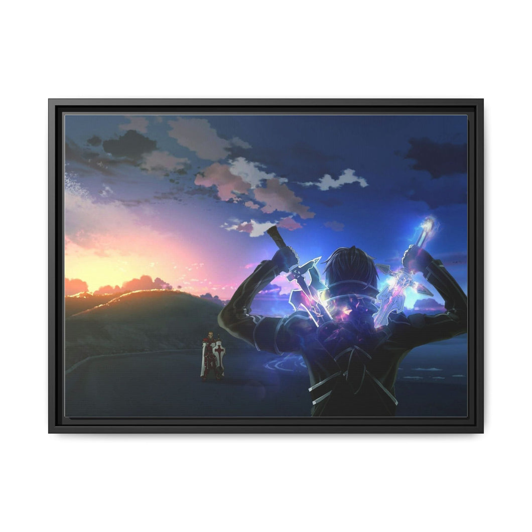 Kirito Vs Heathcliff (Kayaba Akihiko) Canvas Framed Art Print