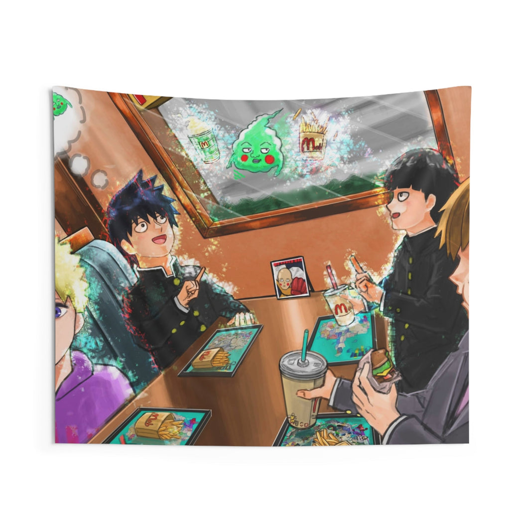 Mob Psycho 100 Arataka Reigen, Shigeo Kageyama, Ekubo, Ritsu Kageyama, Teruki Hanazawa Indoor Wall Tapestry