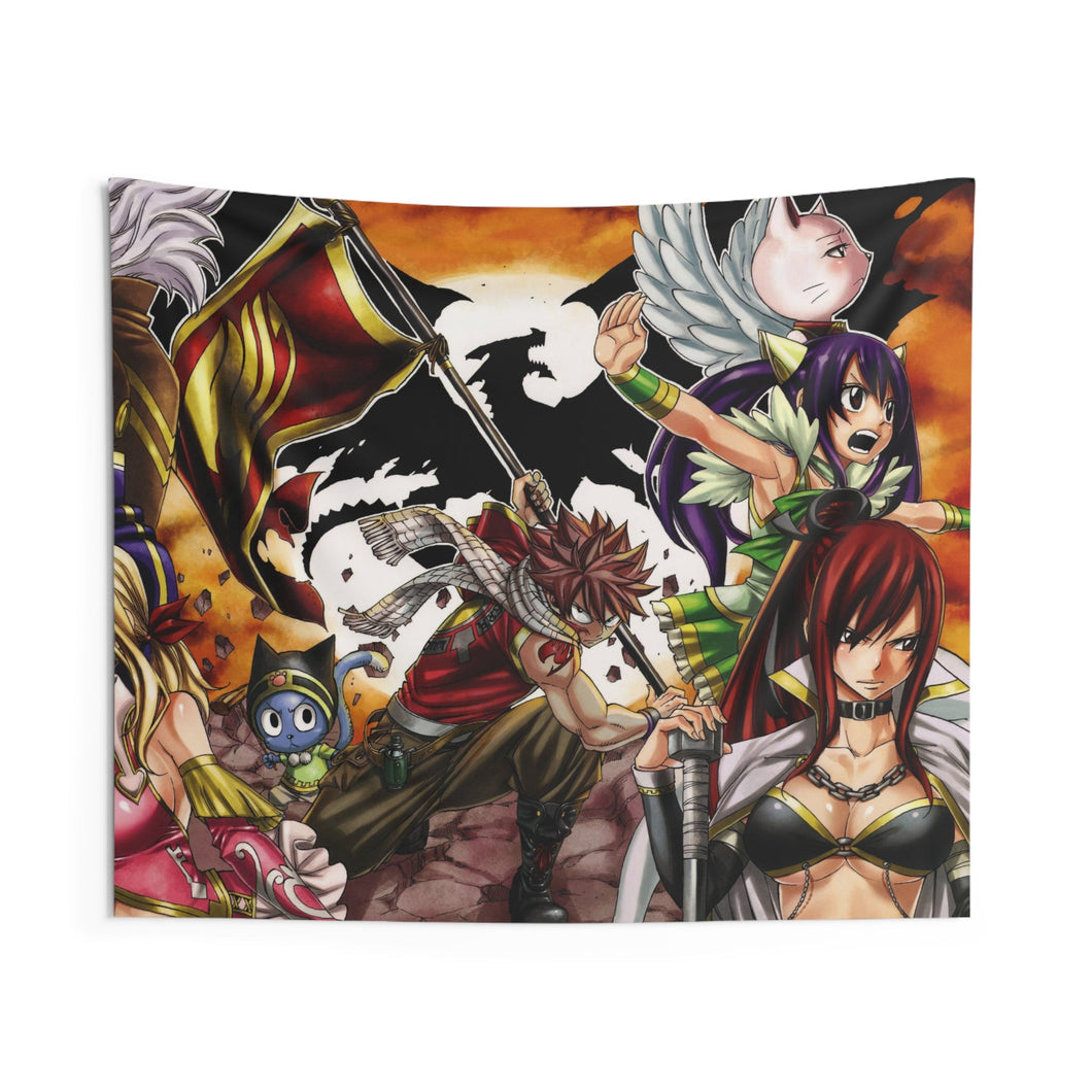 Fairy Tail Natsu Dragneel, Erza Scarlet, Gray Fullbuster, Lucy Heartfilia, Happy Indoor Wall Tapestry