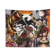 Fairy Tail Natsu Dragneel, Erza Scarlet, Gray Fullbuster, Lucy Heartfilia, Happy Indoor Wall Tapestry