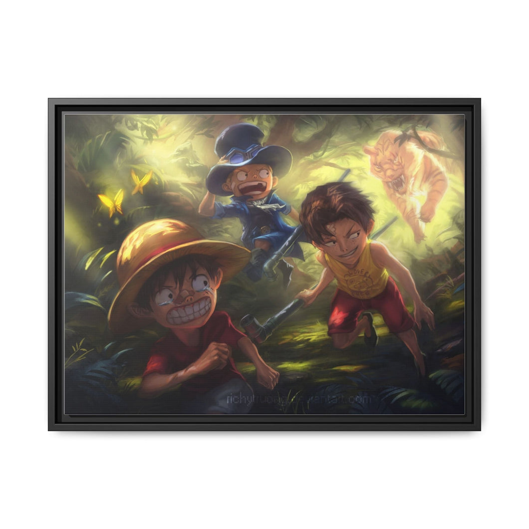 Luffy, Ace and Sabo Canvas Framed Art Print