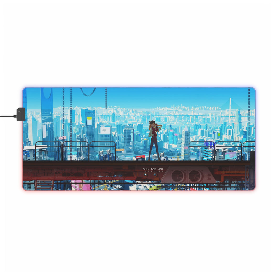 Asuka Langley Sohryu high above the city RGB LED Mouse Pad (Desk Mat)