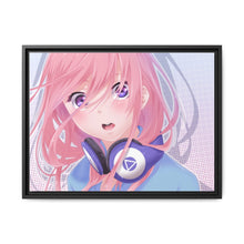 Load image into Gallery viewer, A girl with pink hair and headphones Canvas Framed Art Print
