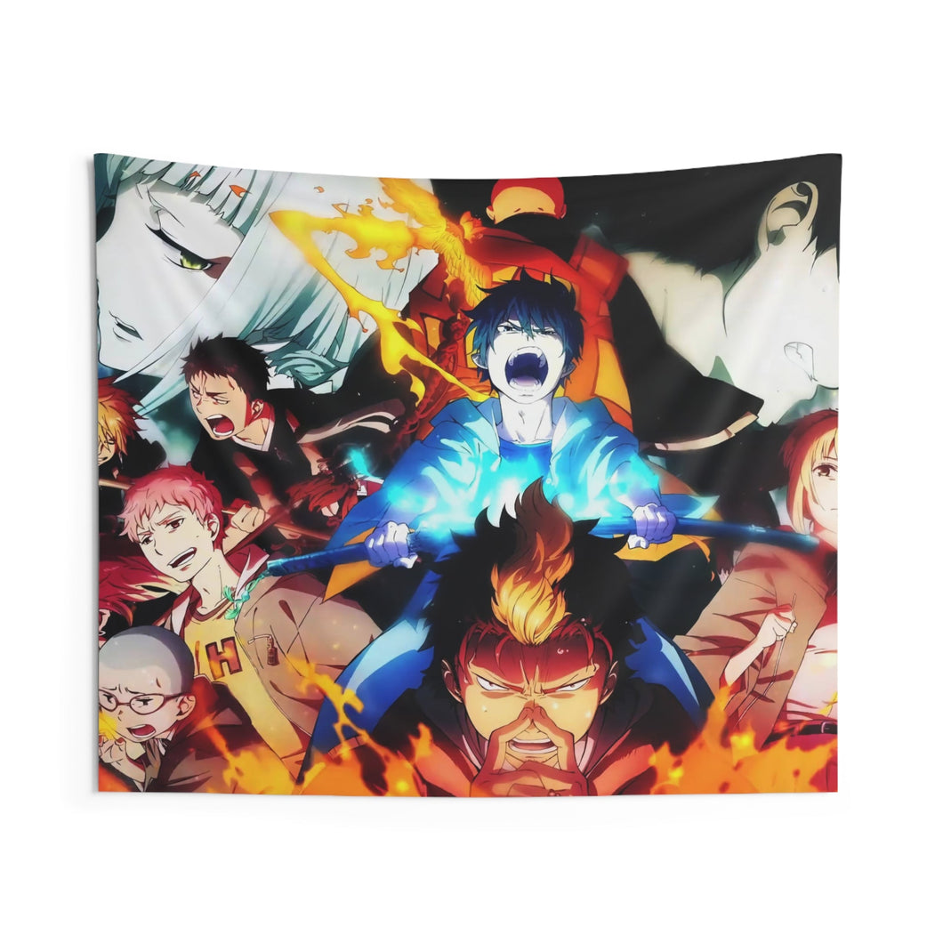 Blue Exorcist Rin Okumura, Yukio Okumura, Kuro, Shura Kirigakure, Shiemi Moriyama Indoor Wall Tapestry
