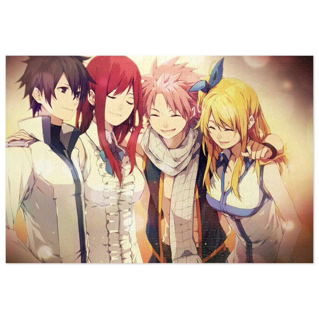 Fairy Tail Natsu Dragneel, Erza Scarlet, Gray Fullbuster, Lucy Heartfilia Jigsaw Puzzle